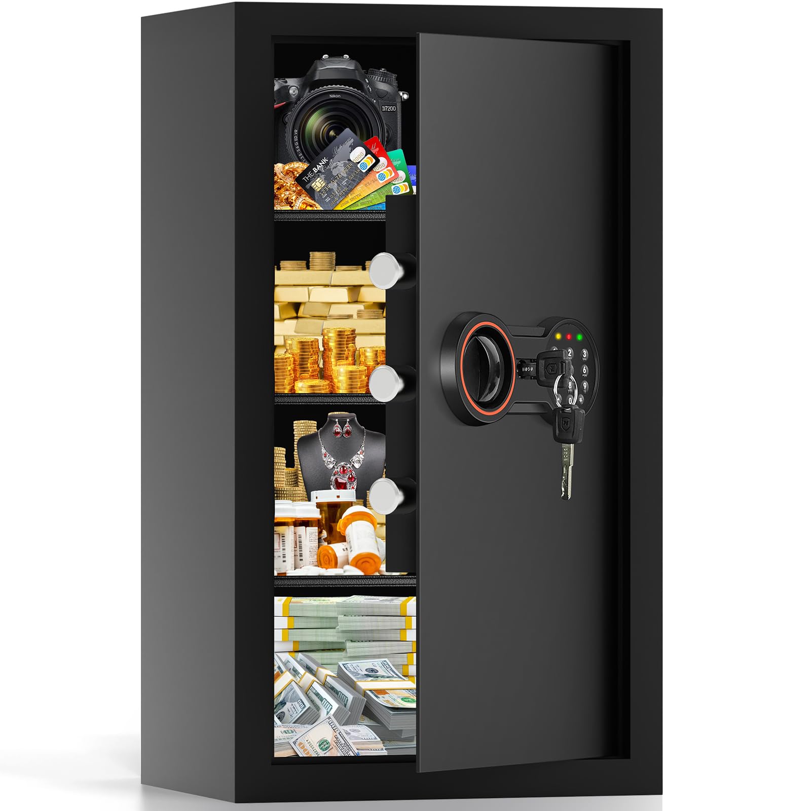 Photo 1 of [27.6" Tall] Extra Large Safe Box for Home Use, Digital Home Safes with Programmable Keypad, Spare Keys and Alarm System, Anti-theft Security Safes for Documents Money Valuables