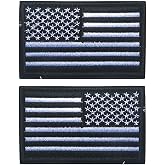 EmWoot 2PCS American Flag Patch Regular Reverse Morale Patch Hook and Loop | Embroidered,USA America,Tactical Military Patch,Versatile Tactical Attachment,Applique Fastener,3&times;2 inch,Black White
