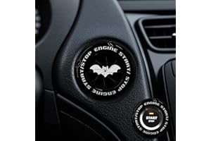 EPOCHHIKE Rotary Push Start Button Cover, Car Motorcycle Ignition Key Switch Cover, Start Stop Button Cover Decoration DIY Car or Motorcycle Interior Decor (Bat-Black)