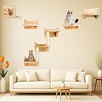 Cat Wall Shelves, Furniture Set, Shelves and Perches for Wall, Climbing Shelf Playground Scratching Post with 3 Steps Indoor