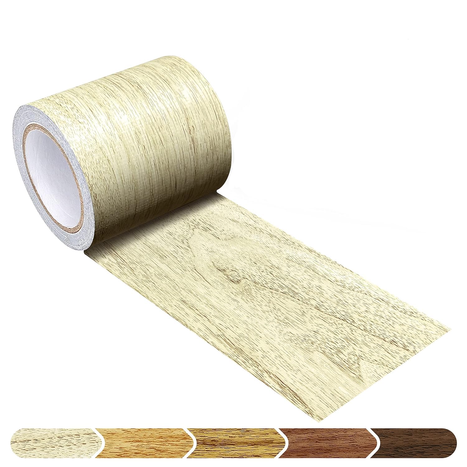 5M Woodgrain Patterned Duct Tape Wood Effect Repair Adhensive Duct Tape for Furniture Door (Light Gray)