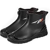 wasserflux Waterproof Deck Boots for Men – Anti-Slip PVC Short Rain Boots with Cushioned EVA Insole – Durable Work Shoes for Fishing, Gardening, Boat, Farm Use