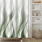Yanutan Green Modern Shower Curtain,Striped Ombre Green Shower Curtain Set for Bathroom,Stylish Simplicity Abstract Fabric Bath Curtain with Hooks, 72x72in