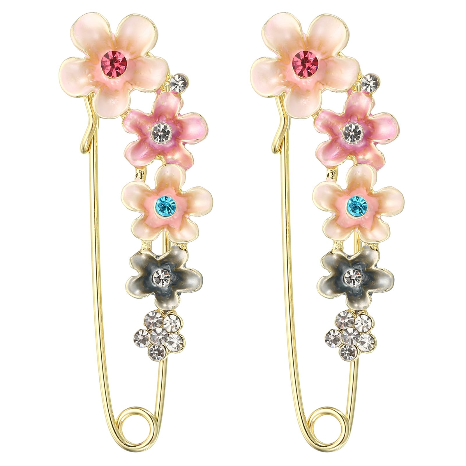 PATIKIL Plum Crystal Safety Decorative Pins Brooch Clip Clasp Pins, 2Pcs Anti Exposure Enamel for Women Sweaters, Shawls, Collars, Dress Pink