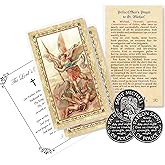 Laminated Saint Michael Prayer Card - St Michael Police Prayer Tokens, The Lord's Prayer - Patron Saint of Law Enforcement Themed Set of Police Officers Prayer Cards and Tokens - Total 7 Items
