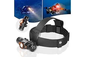 ORCATORCH TD01 Diving Headlamp 1200 Lumens Scuba Dive Light 5 Modes Dual-Color (White/Red) Professional Underwater 150M Headlight, IP68 Waterproof Flashlight for Caving Snorkeling Spearfishing
