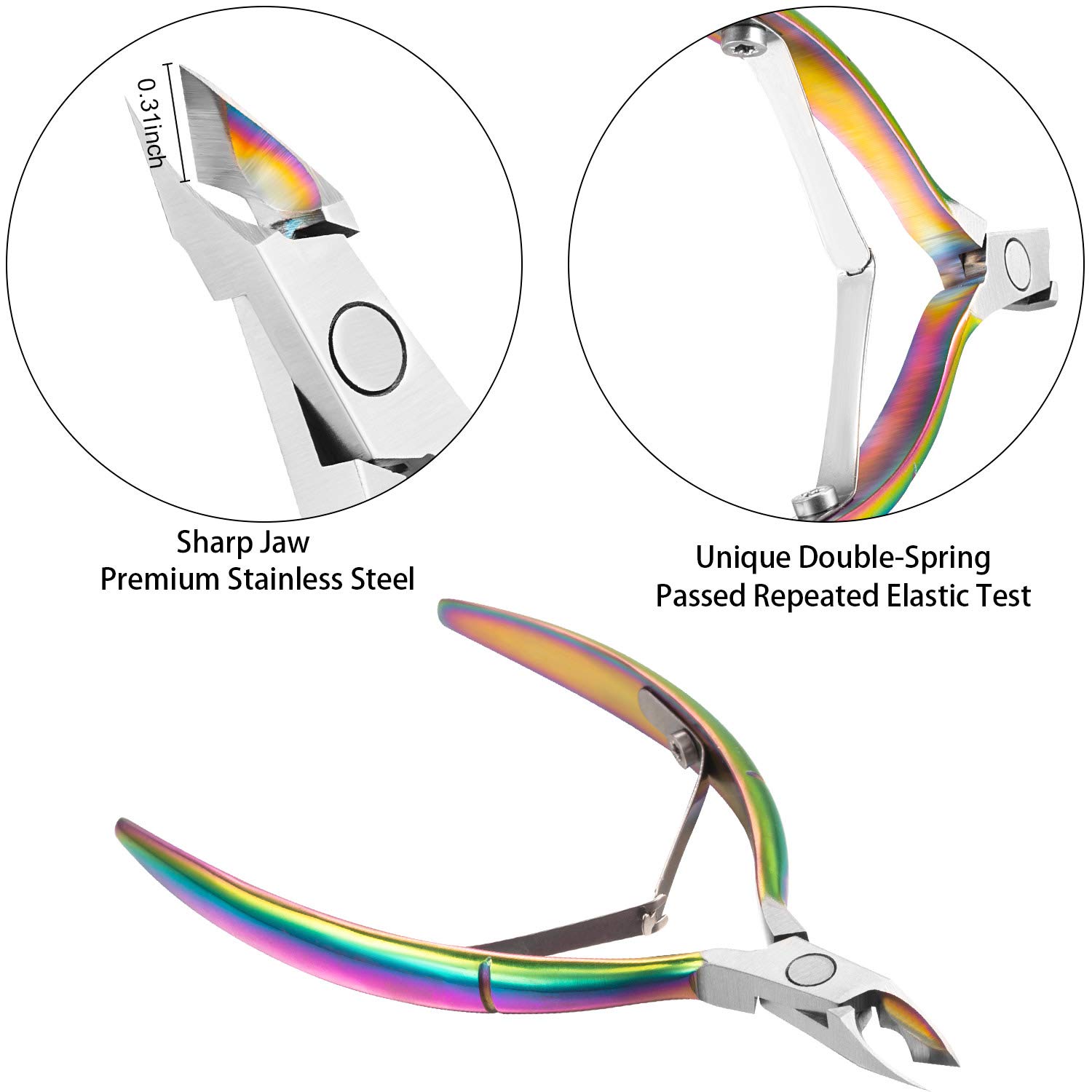 Bememo Cuticle Nipper with Cuticle Pusher Stainless Steel Cuticle Remover and Cutter Beauty Tool for Fingernails and Toenails (Chameleon): Beauty