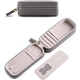 BONNY DODO Small Travel Jewelry Organizers Box for women with PU Leather Portable Mini Jewelry Case with compartments for Necklace Rings Earrings,Luxury Giftable boxes. (Gray, S)