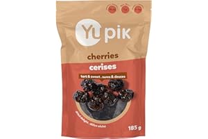 Yupik Dried Cherries, 185 g, Gluten-Free, Kosher, Dried Fruits, Tart & Sweet Whole Cherries, Pitted, Healthy Snacks, Source o