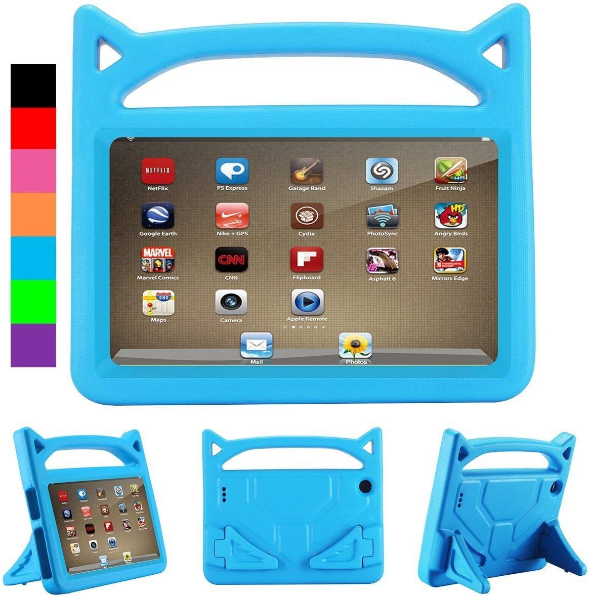 ZKK Fire 7 Tablet Case For Kids, Light Weight Shock Proof Handle Stand Children Proof Case for 7 inch(2015&2017 Release) Display Tablet Cove (Blue)