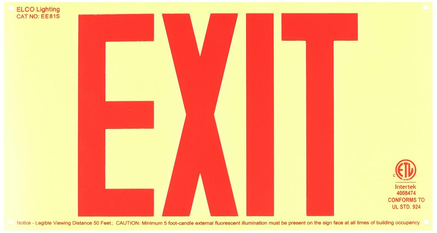 Elco Lighting EE81S Self Illuminating Exit Sign Red Letters NEAT Lighting