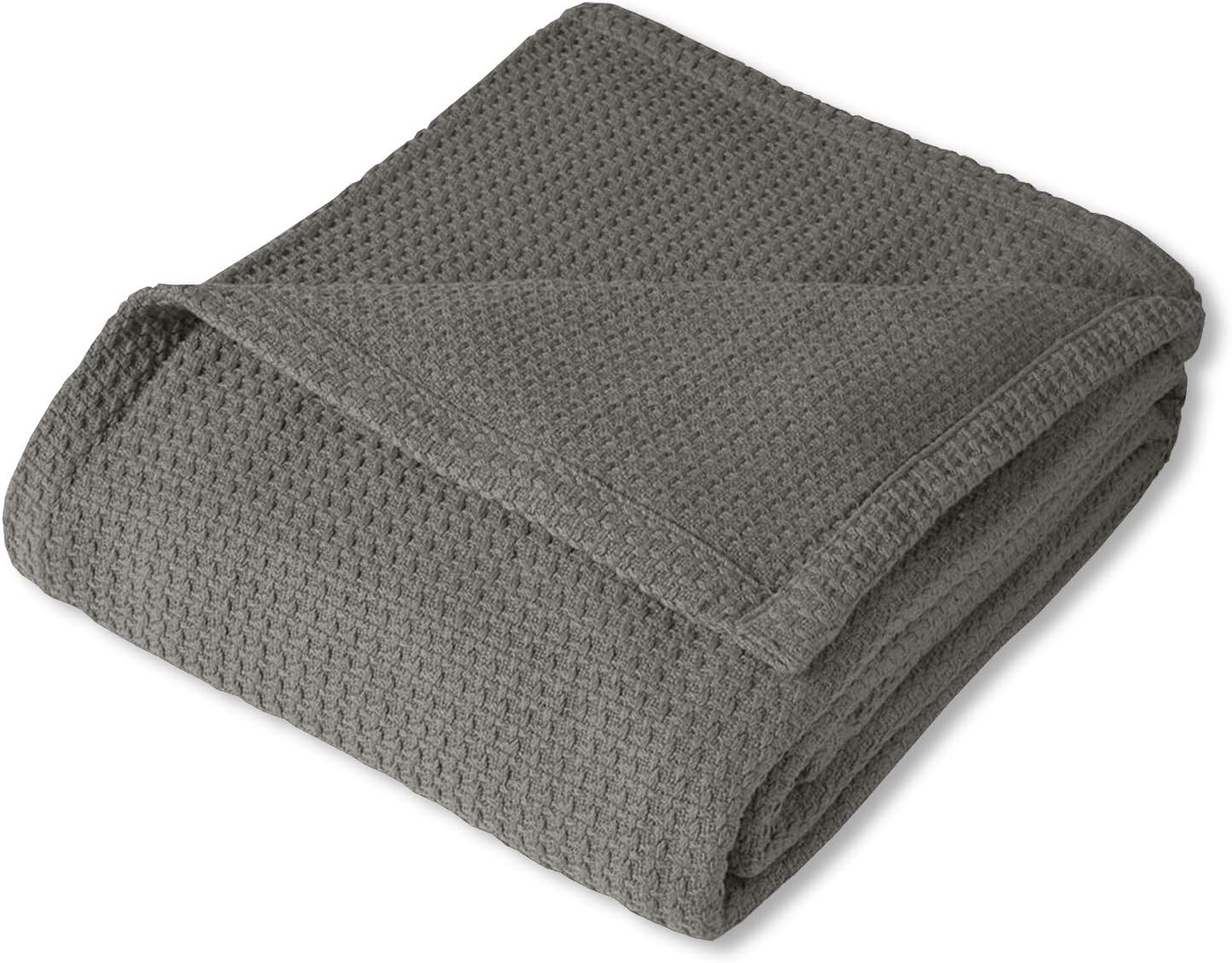 Sweet Home Collection 100% Fine Cotton Luxurious Basket Weave Blanket, Dark Gray: Home & Kitchen