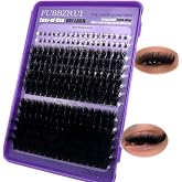 FUBBZRUI Fluffy Lash Clusters with Bottom D Curl Dramatic Individual Lashes | Ultra Soft 12-22mm Long Eyelash Extensions, 150D+ 200D Thick Mega Volume DIY Lash Extension at home for Daily Work &amp; Party