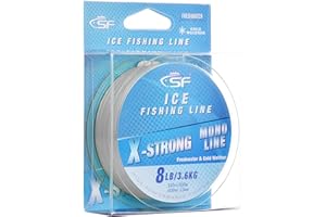 SF X-Strong Monofilament Ice Fishing Line with Spool Mono Line 3/4/6/8LB 330YD/300M Clear/Fluor Green Fishing Wire Freshwater