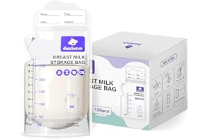dearlomum BPA-Free Breastmilk Storage Bags - 120 Pcs, 9 Ounce, Self-Standing with Pour Spout, Space-Saving Flat Profile, Ideal for Convenient Breastfeeding and Milk Storage, Refrigeration & Freezing