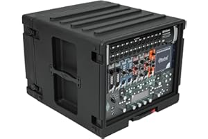 SKB 8U rSeries Rolling Rack with Integrated Back Wheels and 1-Touch Pull Handle, Comes with 8 Rack Units and Interlocking Molded Stacking Bars