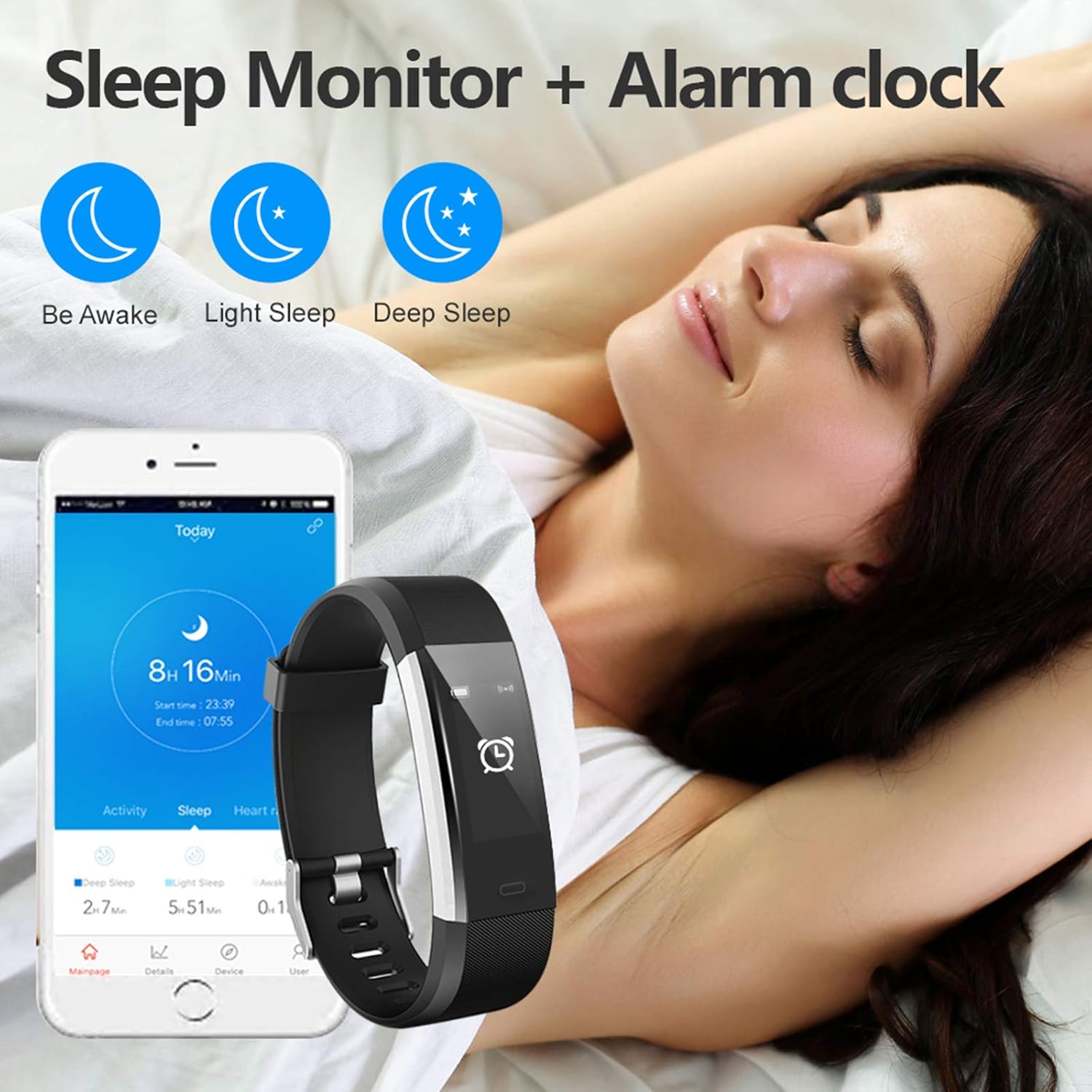 Lintelek Fitness Tracker - Activity Tracker with Heart Rate Monitor, Waterproof Smart Fitness Watch with Sleep Monitor, Step Counter, Calorie Counter, Pedometer Watch for Women Men and Gifts(Black) : Sports & Outdoors