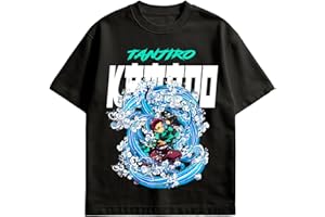 Design Drape × MYND Demon Slayer Tanjiro Kamado Graphic Streetwear T-Shirt, Crew Neck, Relaxed Fit