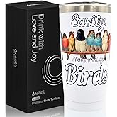 Onebttl Bird Watching Tumbler for Lovers & Watchers, 20oz Stainless Steel Insulated With Lid & Straw, Gift Card & Box Included, Birthday Gift - 360 White