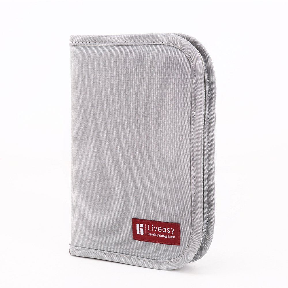 Liveasy Portable Passport Wallet, Travel Document Organizer, Passport Bag, Cash Holder, Credit Card Purse, Made with Durable Waterproof Nylon Fabric (Cherry Red)