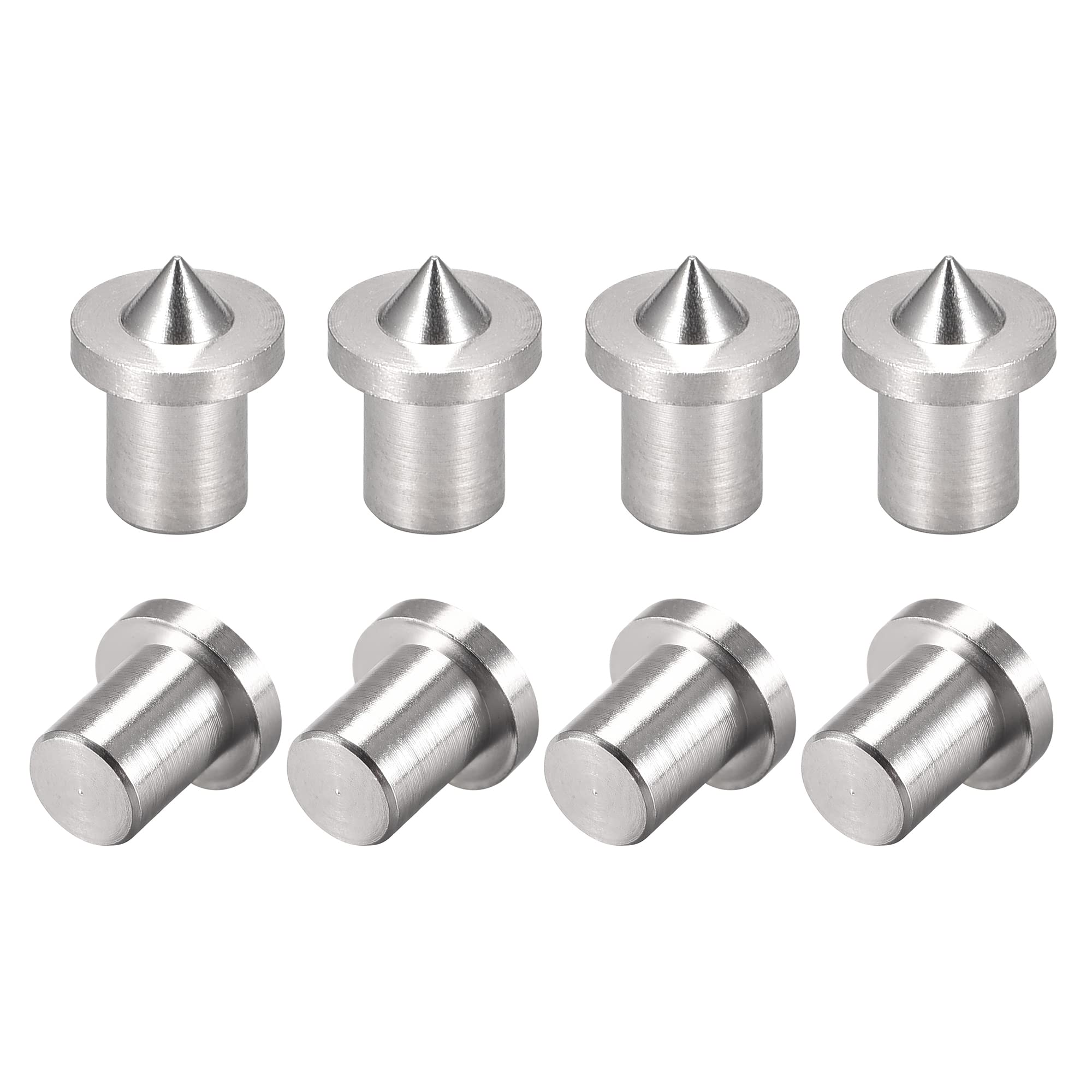 sourcing map 4mm Drill Center for Dowel and Tenon, Stainless Steel, Woodworking Doweling Centering Tool 8Pcs