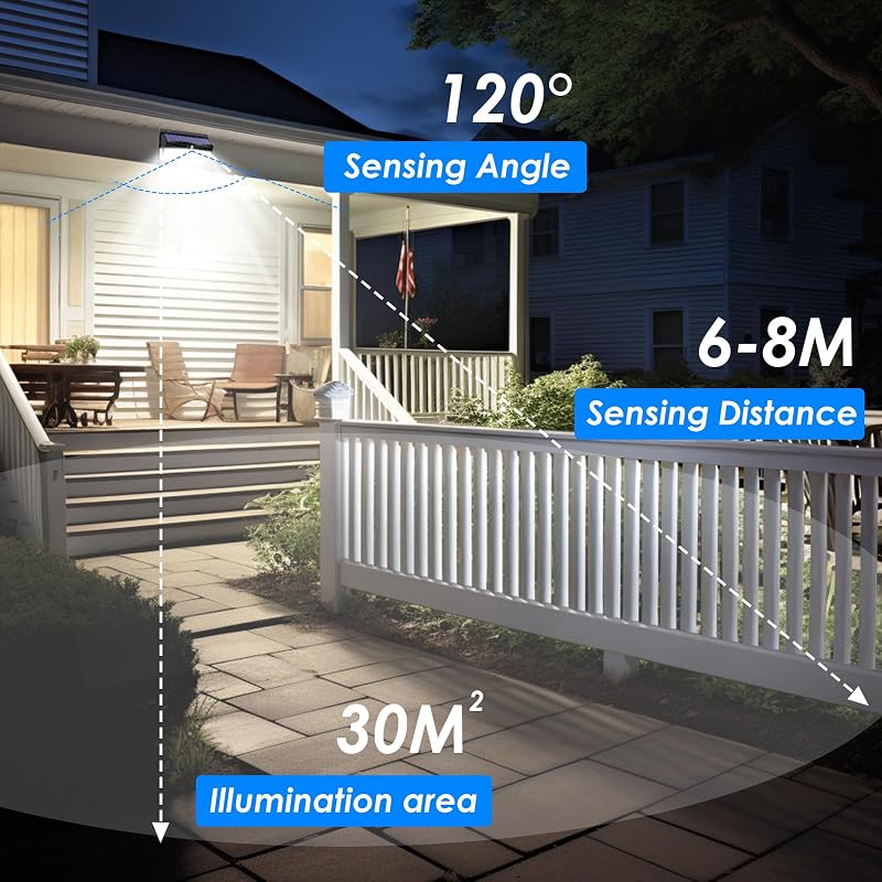 Luz Solar LED Exterior Jardin 368LED Luces Solares con Sensor de Movimiento, IP65 Impermeable Focos LED Exterior Solares, Superbrillante Lamparas Solares-2 Paquete