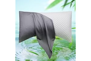 ELIBABA Cooling Side Sleeper Pillow Cases - Curved Rayon Derived from Bamboo Pillowcase Cover- Breathable Silky Soft Pillowcase for Hot Sleepers Hair and Skin, Queen Size 1 Piece, 20 * 30 Inches Dark Grey