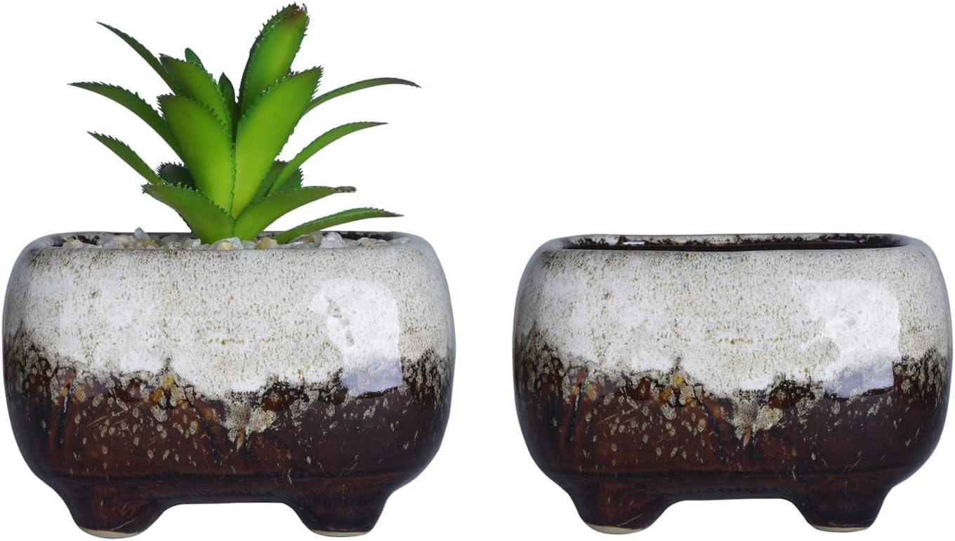 ARTKETTY Succulent Plant Pots - 12 CM Ceramic Cactus Plant Pots with Drainage Hole Small Flower Plant Pots for Indoor/Outdoor Pack of 5 - Image 4