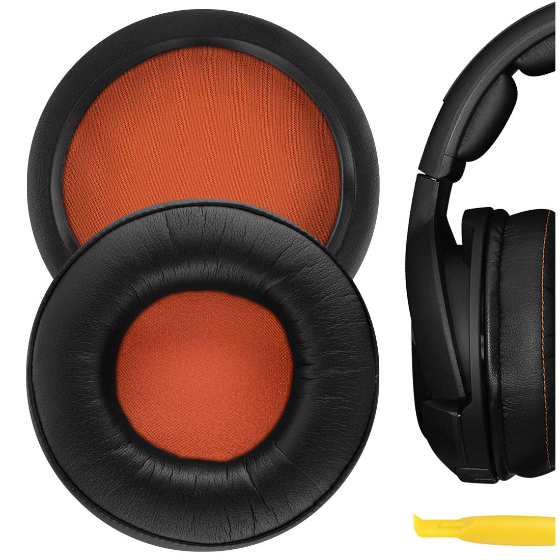 Geekria Replacement Ear Pads for SteelSeries SIBERIA 800/ SIBERIA 840 Headphones Ear Cushions, Repair Parts (Black/Orange)