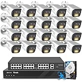PANOOB 32 Channel 4K Security Camera System, 20x 8MP PoE Bullet Cameras with Spotlight Color Night Vision, Two-Way Audio, AI Human/Vehicle Detection, 4K NVR 8TB Storage, Remote Access, PB65A2032-8MD-1