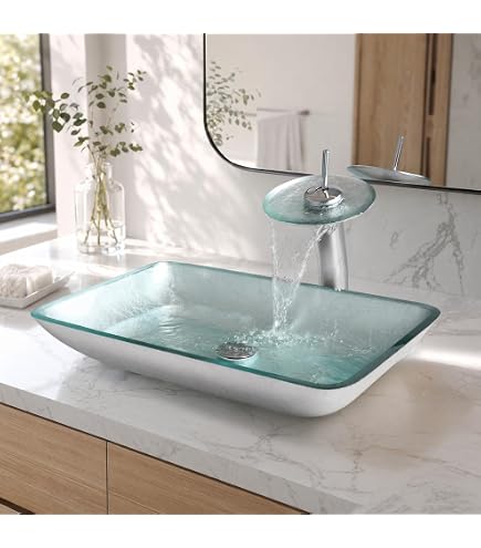 Lavabo De Vidrio Templado Con Grifo Y Desagüe – Ideal Para Baño O Cocina – Color Multicolor