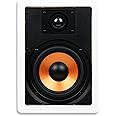 Micca M-6S 2-Way in-Wall Speaker, 7.3"(W) by 10.7"(H) Cutout, Home Theater, Whole House Audio, Indoor or Covered Outdoor, 6.5" Woofer, 1" Tweeter, White, Paintable, Each