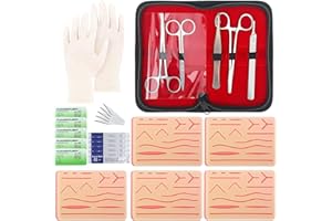 VZZNN Suture Practice Kit for Medical Students, Complete Surgical Training Set with Realistic Silicone Pad, Suture Tools and Threads for Stitches Practice, Vet Nursing Skills Training