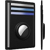 Hawanik Wallet with Airtag Holder Genuine Leather Wallets Slim Minimalist Card Holder RFID Blocking Card Wallet Compatible with AirTag