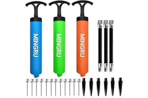 MINGRU Ball Pump for Basketball, Soccer, Volleyball, Rugby, Water Polo Ball & Other Inflatables Air Pump, Needles and Nozzles Included