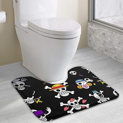 Amazon ワンピースのロゴ トイレマット Uタイプ トイレファブリック 40x49cm 厚くする トイレ フロアマット 防臭 抗菌 防湿 滑り止め 浴室足ふきマット おしゃれ トイレ用品 トイレマット タンクカバー ホーム キッチン オンライン通販