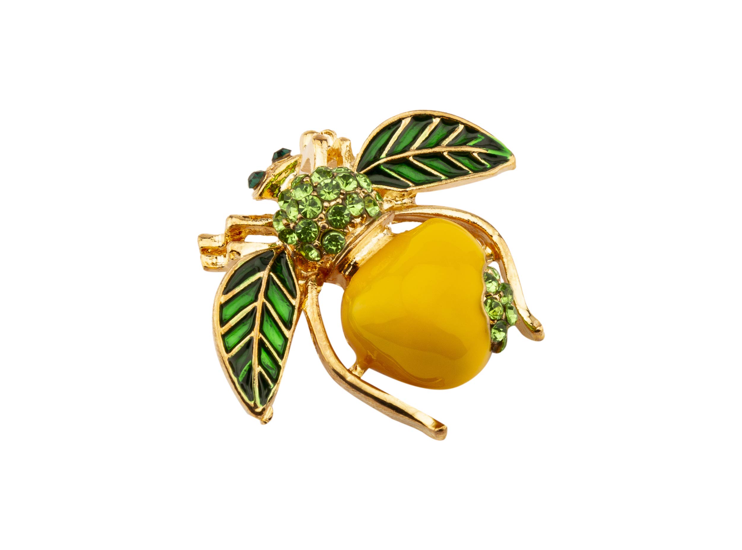 Brooch Lapel Pin for Men Green and Yellow Apple Enamel Bee with Stone Detailing Lapel Pin Badge Coat Suit Wedding Gift Party Shirt Collar Accessories