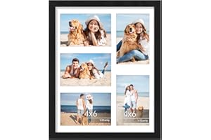 Vittanly 11x14 Collage Picture Frame, Displays 5Pcs 4x6 Pictures with Mat or 1Pcs 11x14 without Mat for Wall Mounting, Picture Frames Collage Wall Decor in Black, 1 Pack
