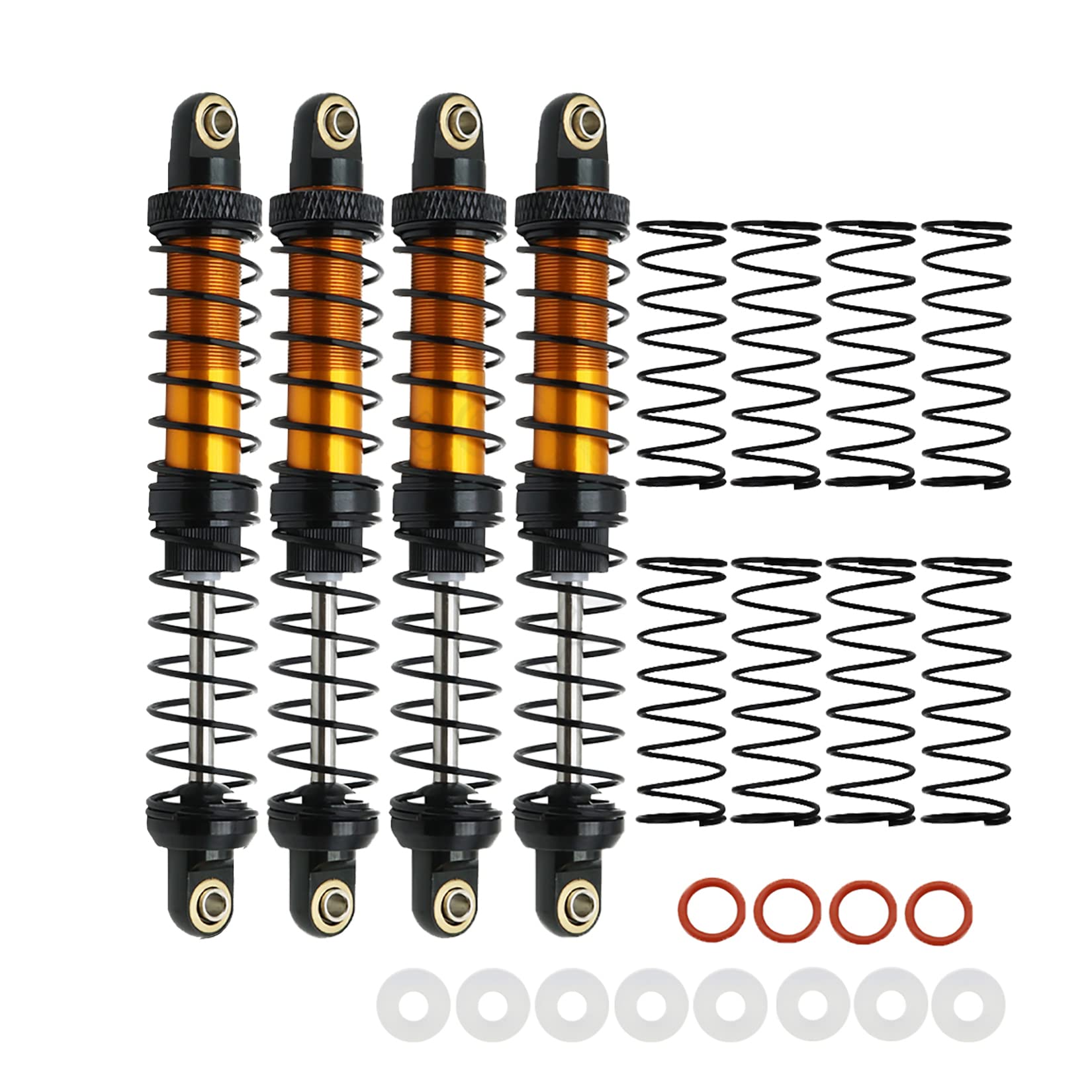 RXZIXYL 4-Pack Front Rear RC Shock Absorber 70mm 80mm 90mm 100mm 110mm 120mm Adjustable Assembled Spring Damper Axial SCX10 Oil Damper for 1/10 RC Crawler Car AXI03007 RBX10 D90 TRX4…