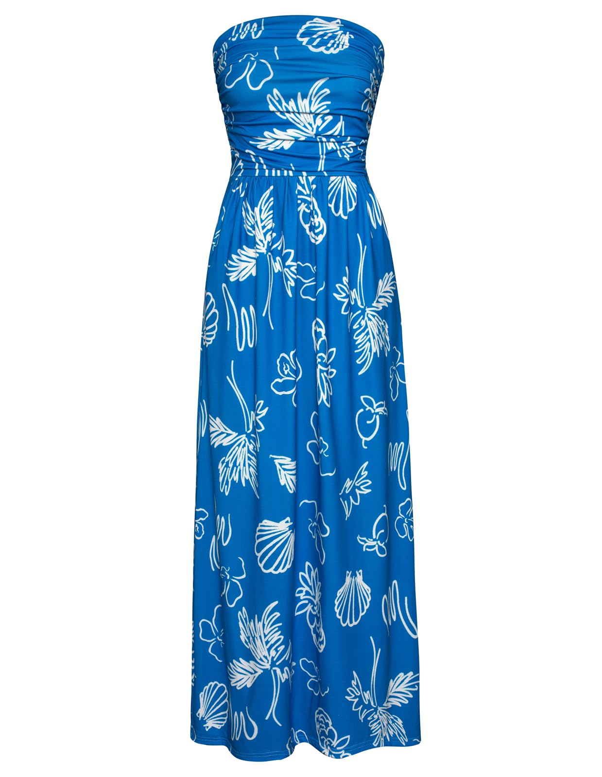 GRACE KARIN Women's 2024 Summer Bohemian Floral Printed Strapless Beach Party Long Maxi Dress Image