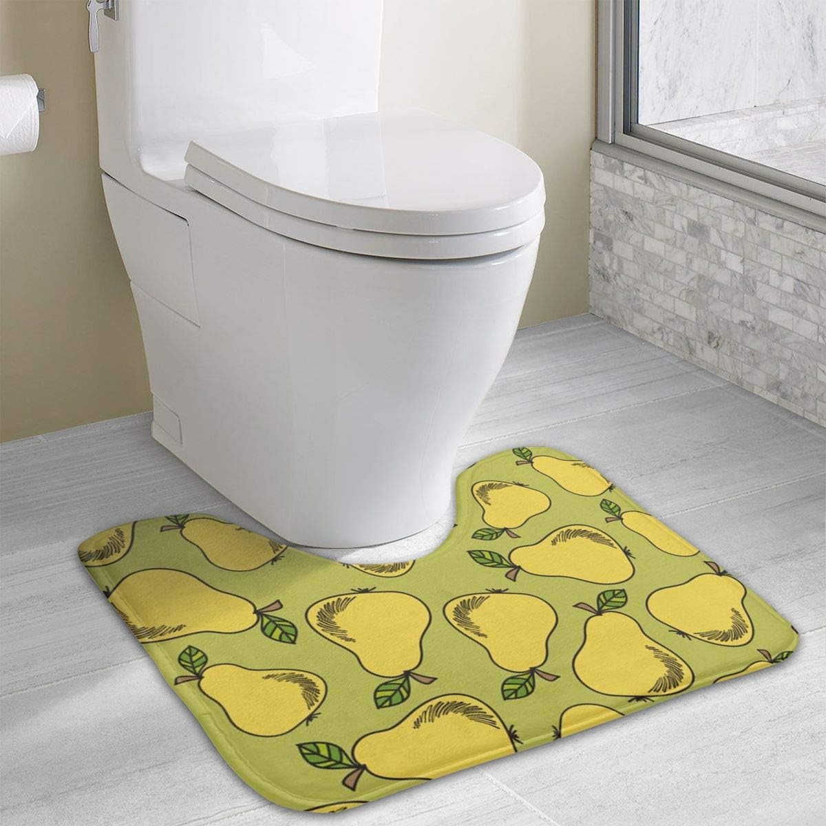 BSWOBATH NonSlip Toilet Rug Fresh Pears Pattern UShaped