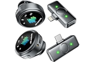 LID LIRDDY Mini Microphone for iPhone: Wireless Lavalier Microphones for Android/PC/ipad - Clip on Noise Canceling Lapel Mic for Pro Video Recording/Podcast/Vlog/YouTube/Interview, Deep Black