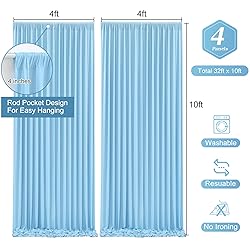 Blue Backdrop Curtains 4 Panels - Wrinkle-Free