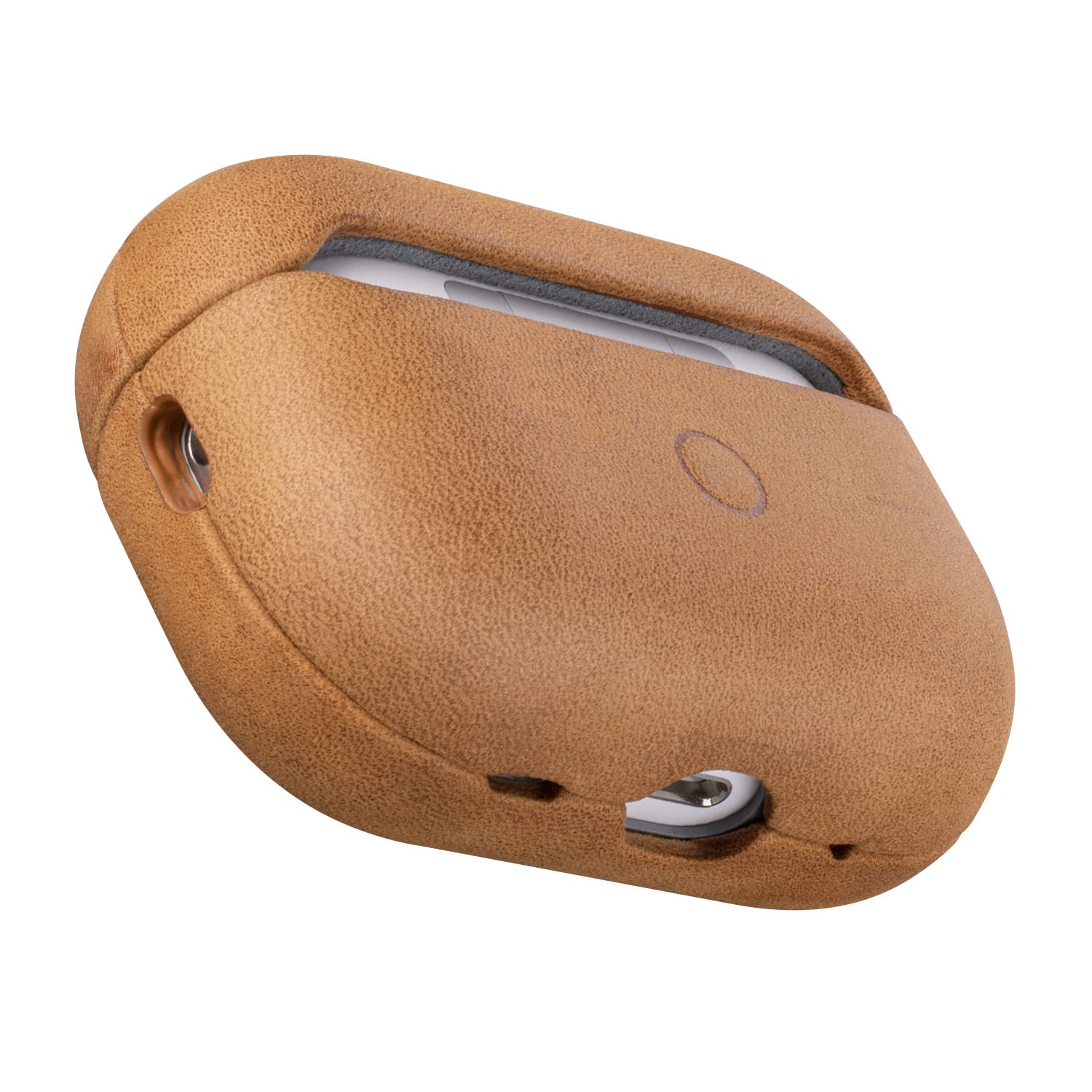 Maogoam for AirPods Pro 2nd Generation Case Leather, Genuine Vintage Crazy Horse Cowhide Leather Case for Airpods Pro 2, Retro Indiana-Jones Style, The Front LED Visible,Tan Brown — image 1