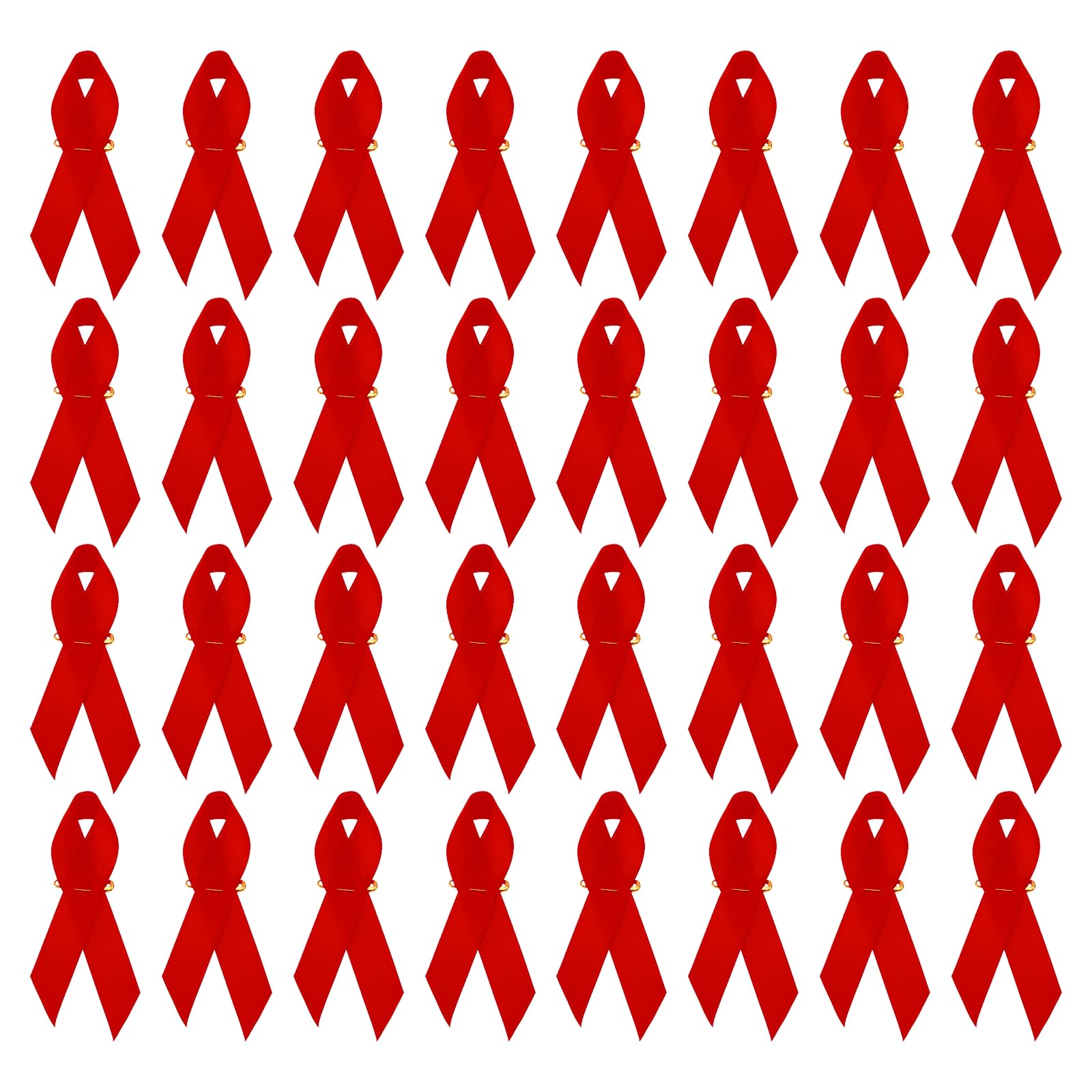 PATIKIL Awareness Satin Ribbon, 200 Pcs Ribbon Satin with Safety Pins for International Day, Red