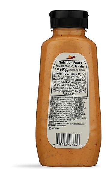 WHOLE FOODS MARKET, ORGANIC SPICY HARISSA MAYONNAISE, 11.2 OUNCE