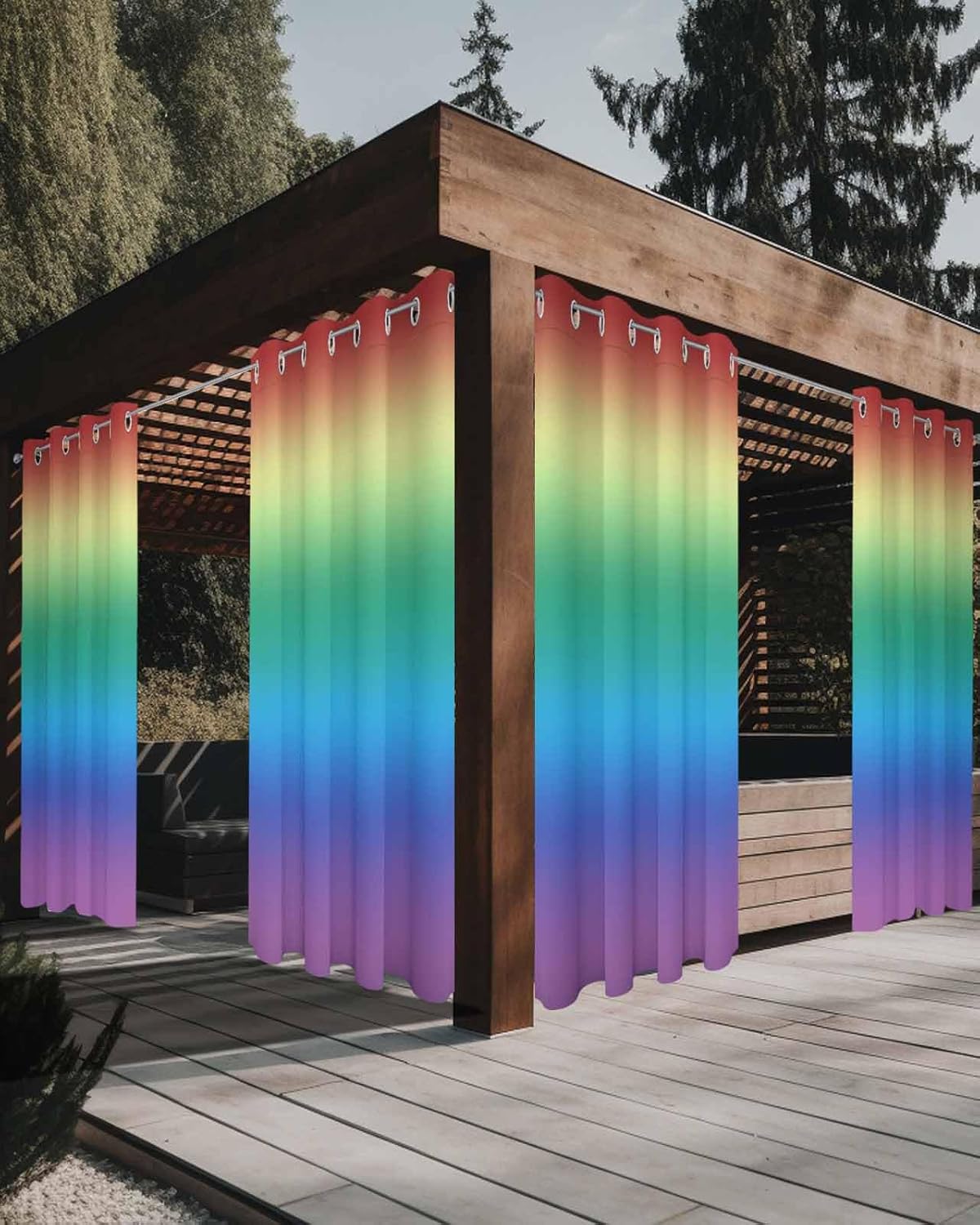 Outdoor Curtains - Outdoor Curtains for Patio Waterproof Set of 2, Pride Ombre LGBT Privacy Screen Outdoor Front Porch Decor, Grommet Outside Curtains for Porch, Pergola, Cabana, 52 x 108 inch