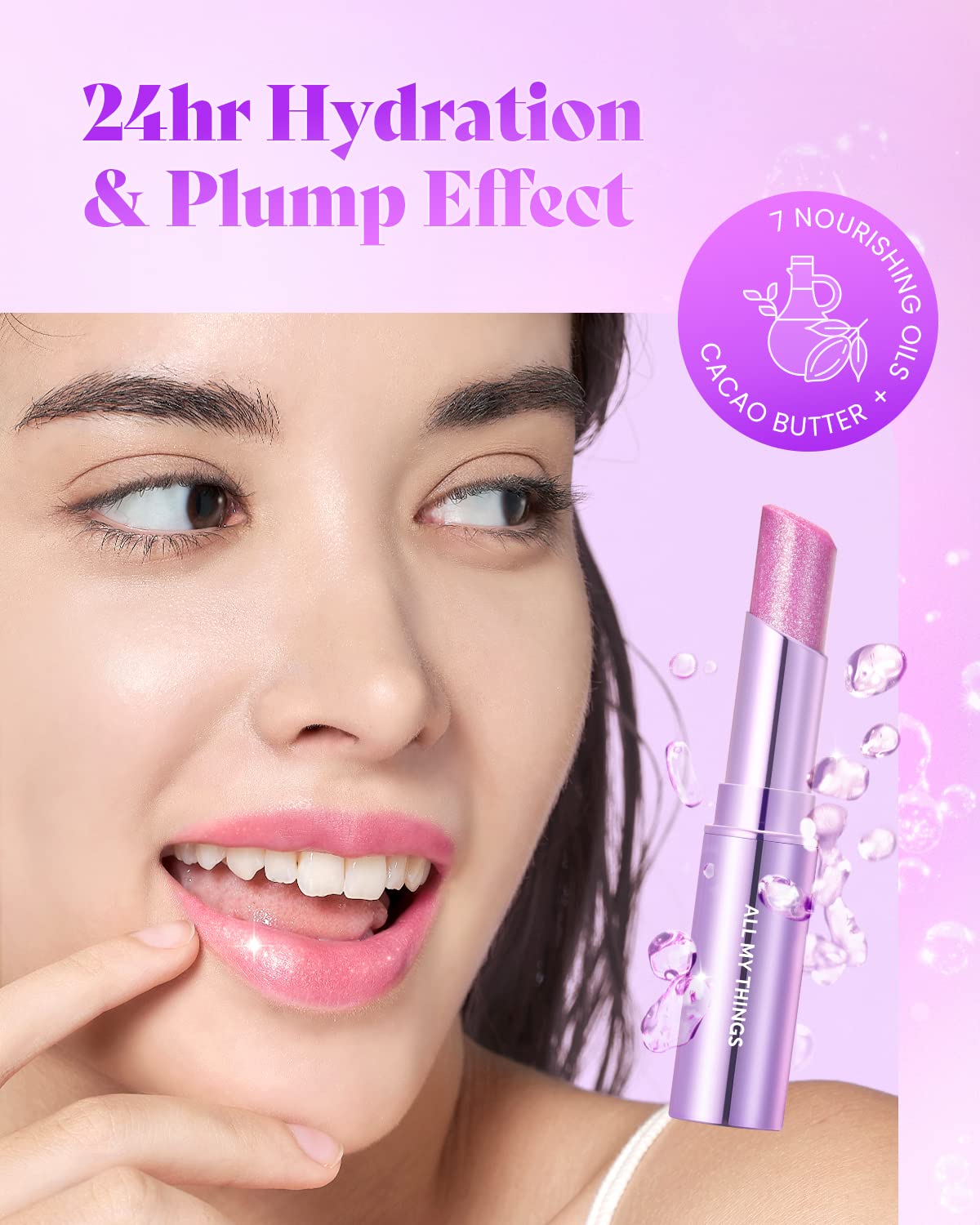 AMTS Tinted Lip Balm - Moon Lights | Hydrating Glitter Lipstick | Pearl Shimmering Daily Lip Makeup for dry, cracked, chapped lips | korean beauty Moisture Lip Tint