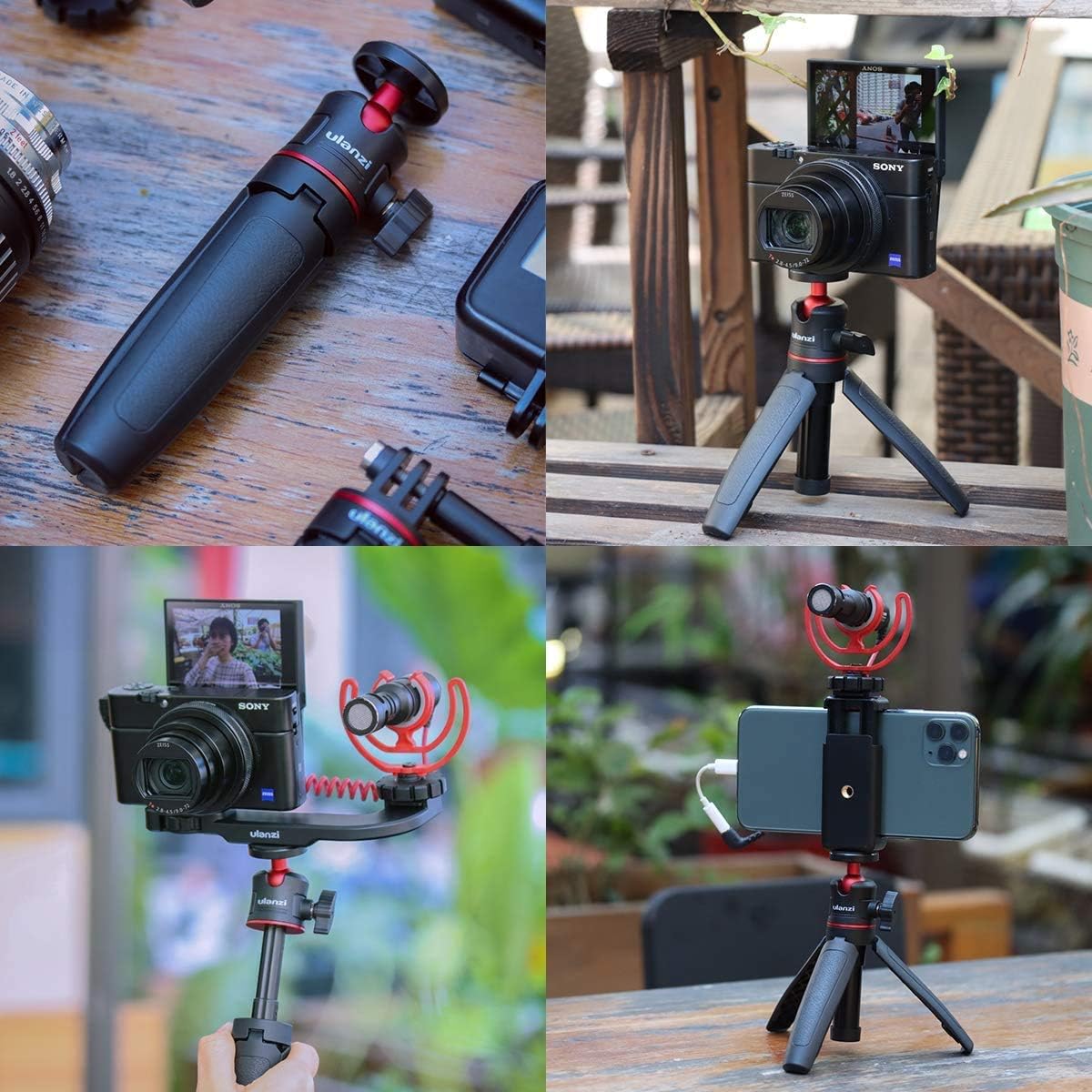 ULANZI MT-08 Extension Pole Tripod, Mini Selfie Stick Tripod Stand Handle Grip for Webcam iPhone 11 Pro Max Samsung Smartphone Canon G7X Mark III Sony ZV-1 RX100 VII A6400 A6600 Cameras Vlogging : Camera & Photo