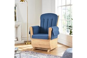 TOROWOOD Glider Rocking Chair Nursery with Ottoman Smooth Rocking Motion, Easy to Assemble, Solid Hardwood Base Indoor Adult (Blue)